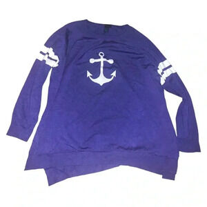 🎀3/$15 SALE 🎀 Rue 21 Blue and White Nautical Sweater Anchor